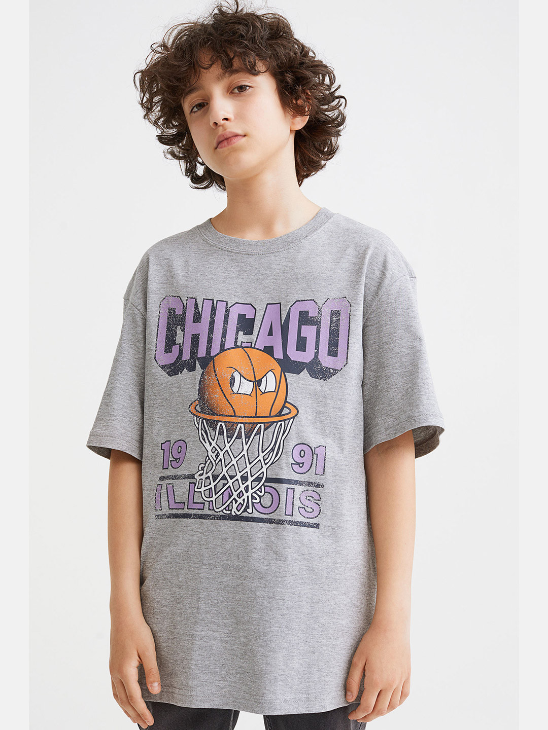 Buy H&M Boys Grey Typography Printed Pure Cotton T Shirt Tshirts for