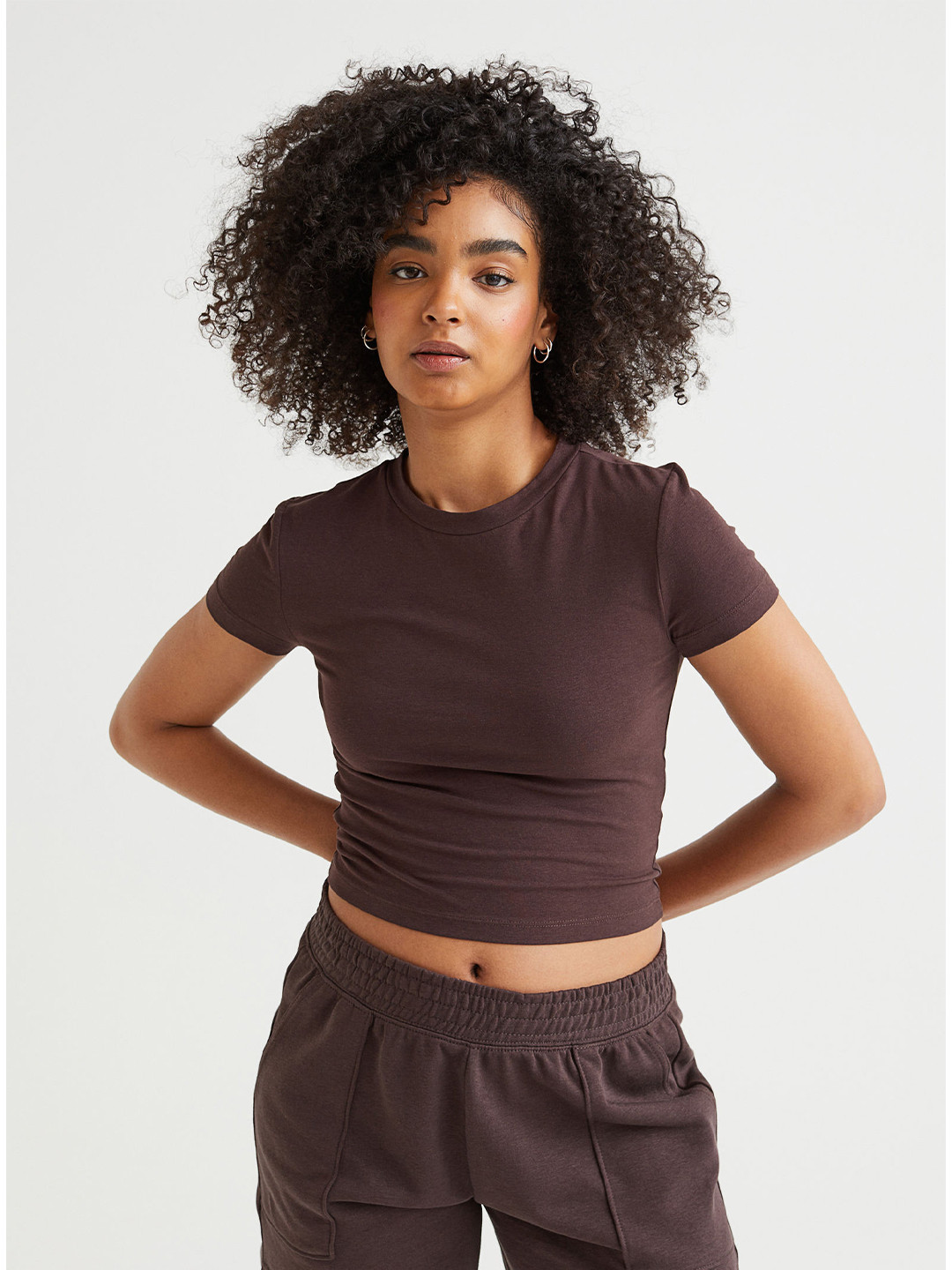 Buy H&M Brown Regular Fit Crop Top Tops for Women 19148542 Myntra