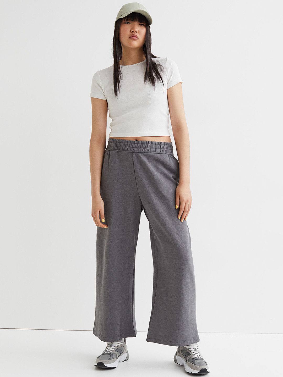 Buy H&M Women Grey Wide Joggers Track Pants for Women 19148622 Myntra