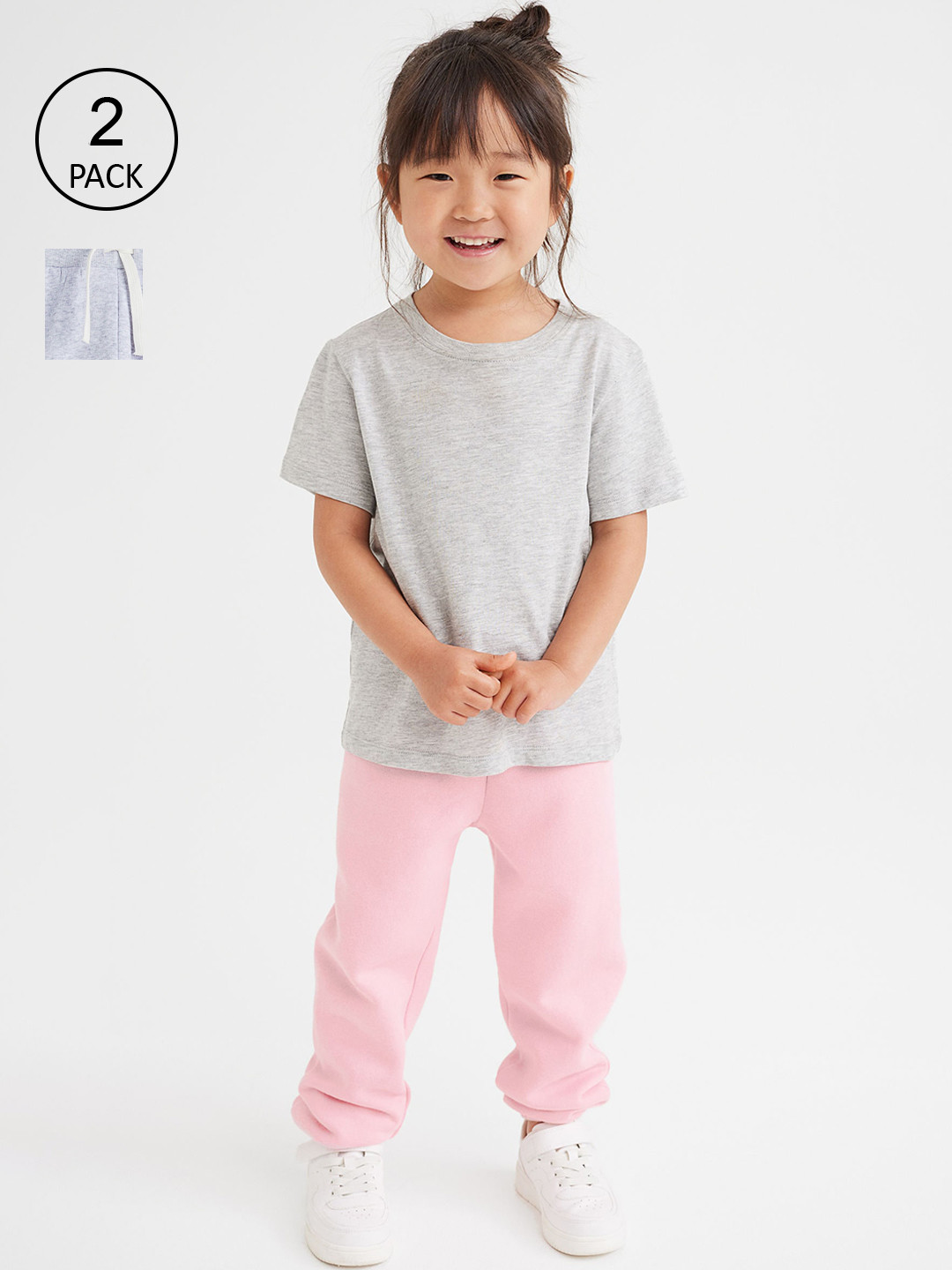 Buy H&M Girls 2 Pack Grey & Pink Joggers Trousers for Girls 19148636