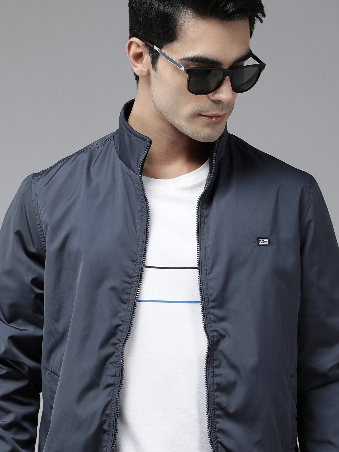 Buy Arrow Men Navy Blue Solid Bomber Jacket Jackets For Men 19150744 