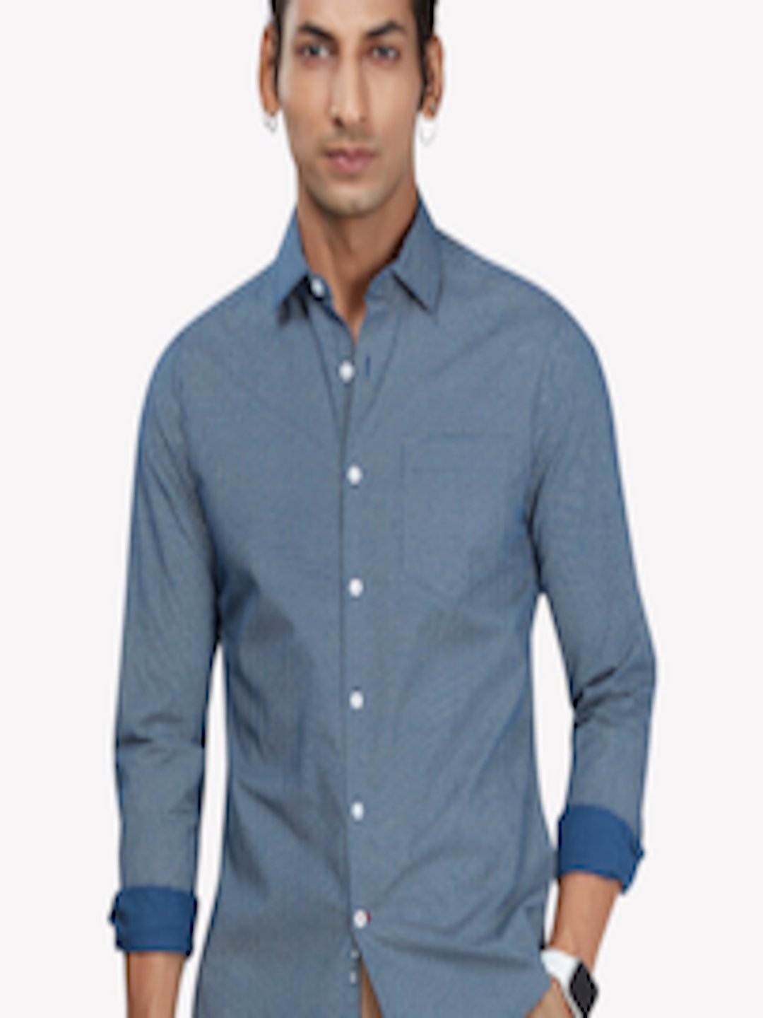 Buy VASTRADO Men Blue Micro Checks Checked Casual Shirt - Shirts for ...