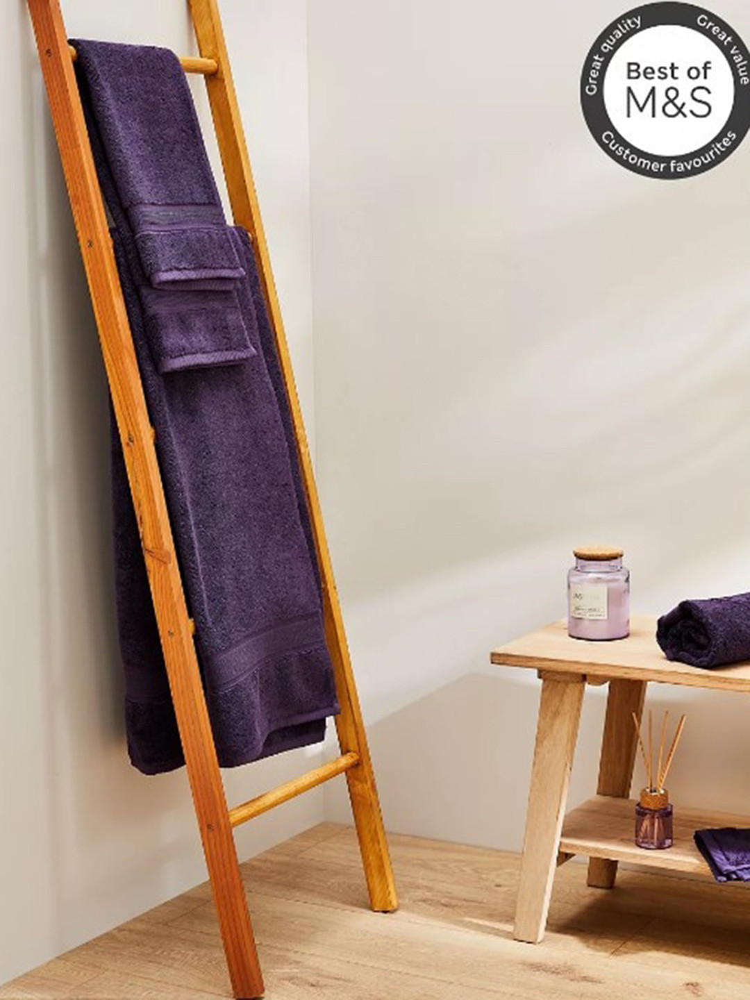 Buy Marks & Spencer Purple Solid Pure Cotton 600 GSM Bath Towels Bath