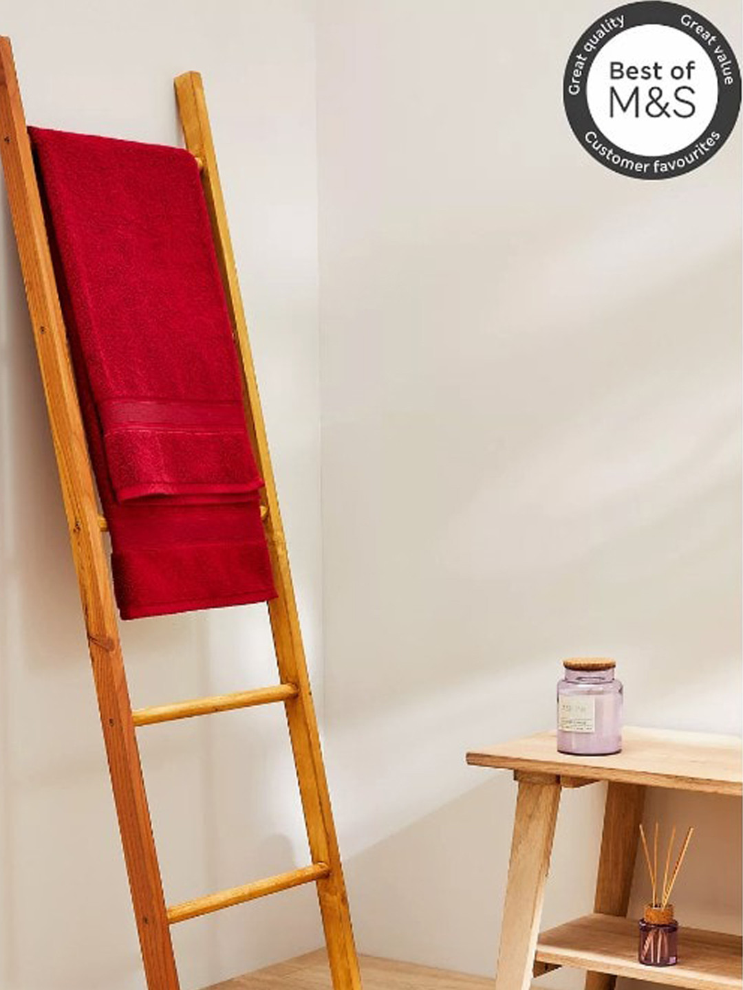 Buy Marks & Spencer Adults Red Solid 600 GSM Pure Cotton Face Towel Face Towels for Unisex