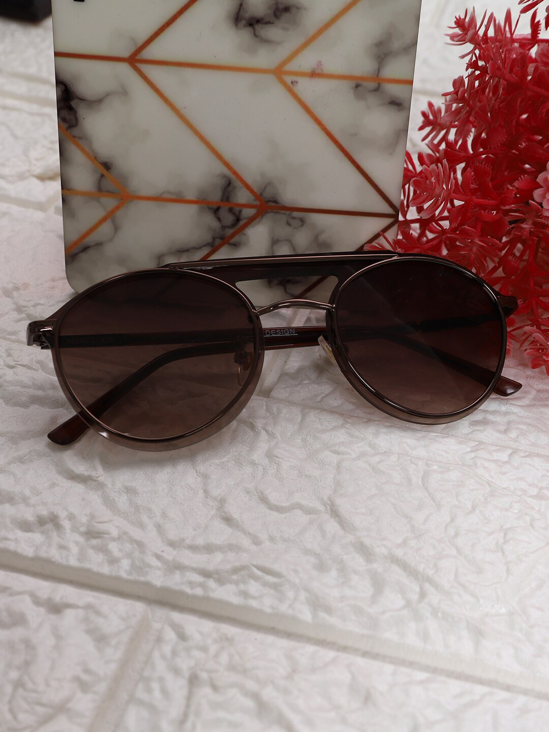 Buy MARC LOUIS Men Brown Lens & Brown Round Sunglasses With UV Protected Lens Sunglasses for