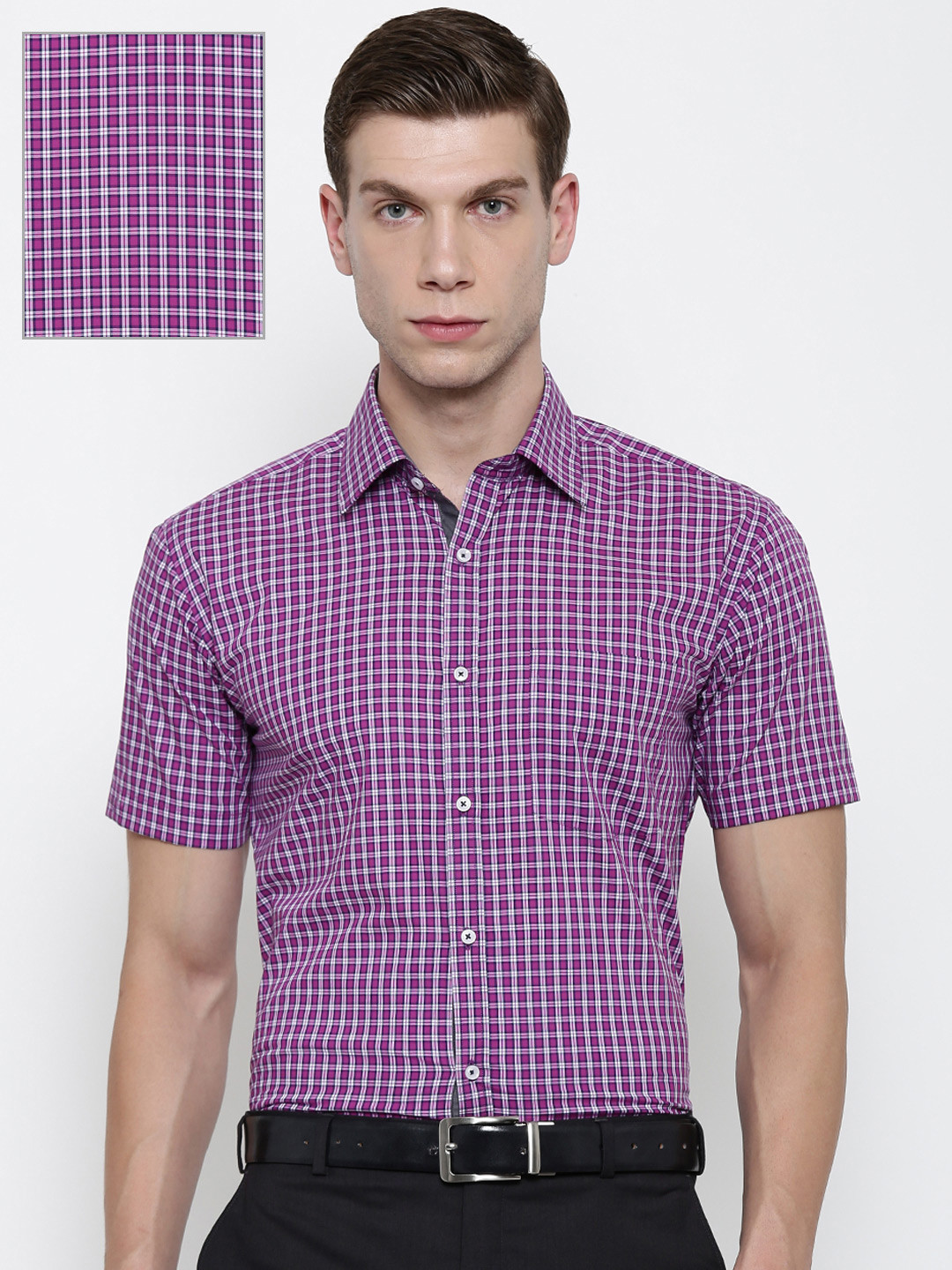 black and purple off white shirt