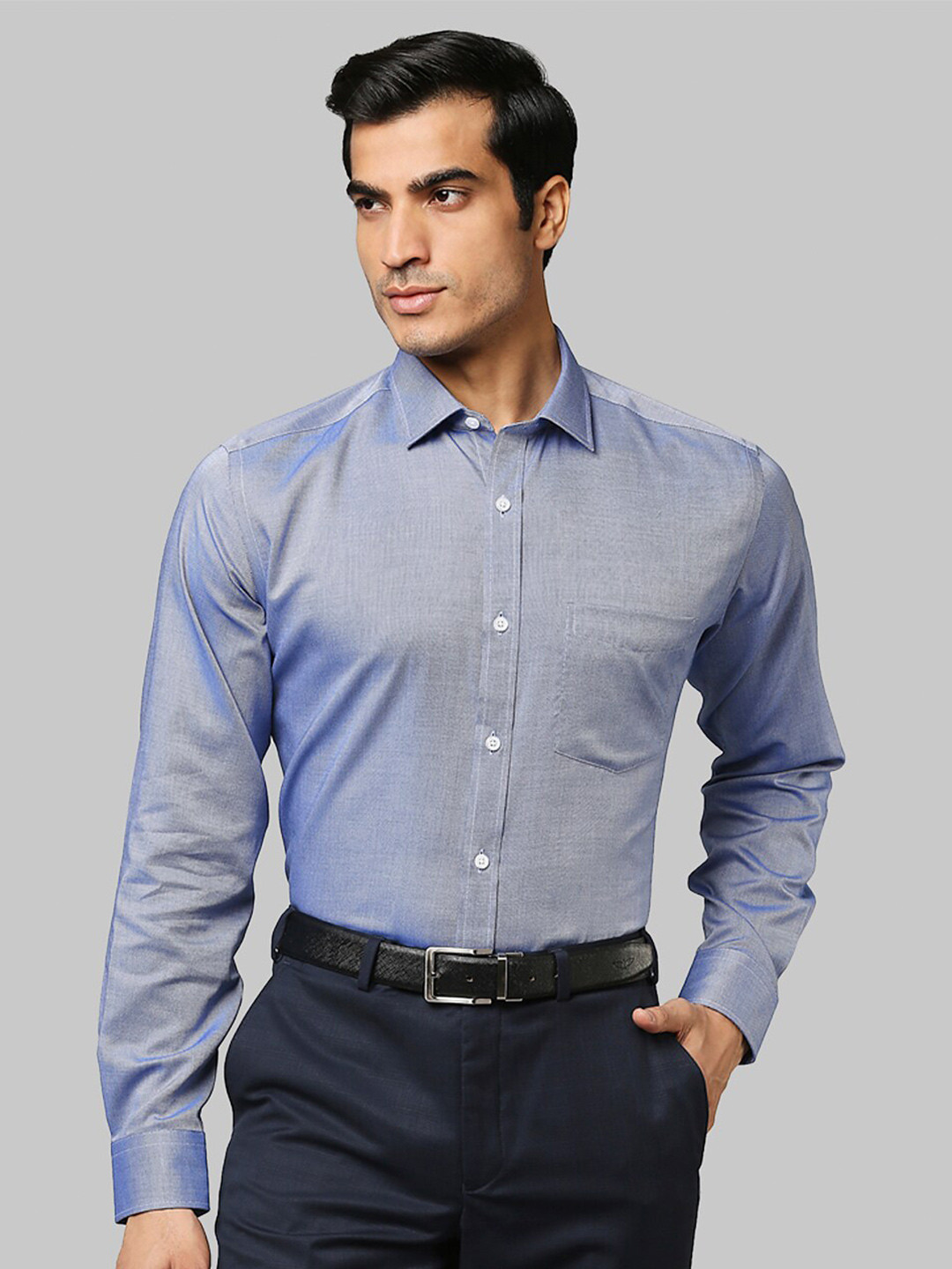 Buy Park Avenue Men Blue Solid Formal Shirt Shirts for Men 19161332