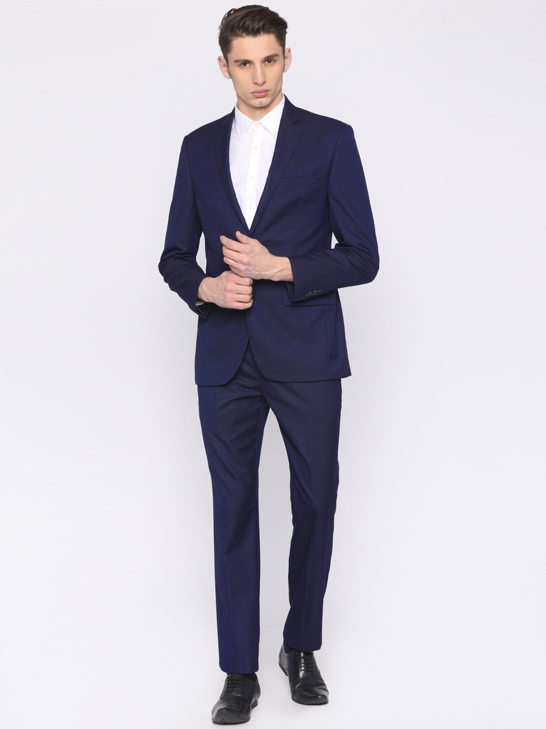 Buy Park Avenue Men Navy Self Striped Slim Fit Formal Suit Suits for