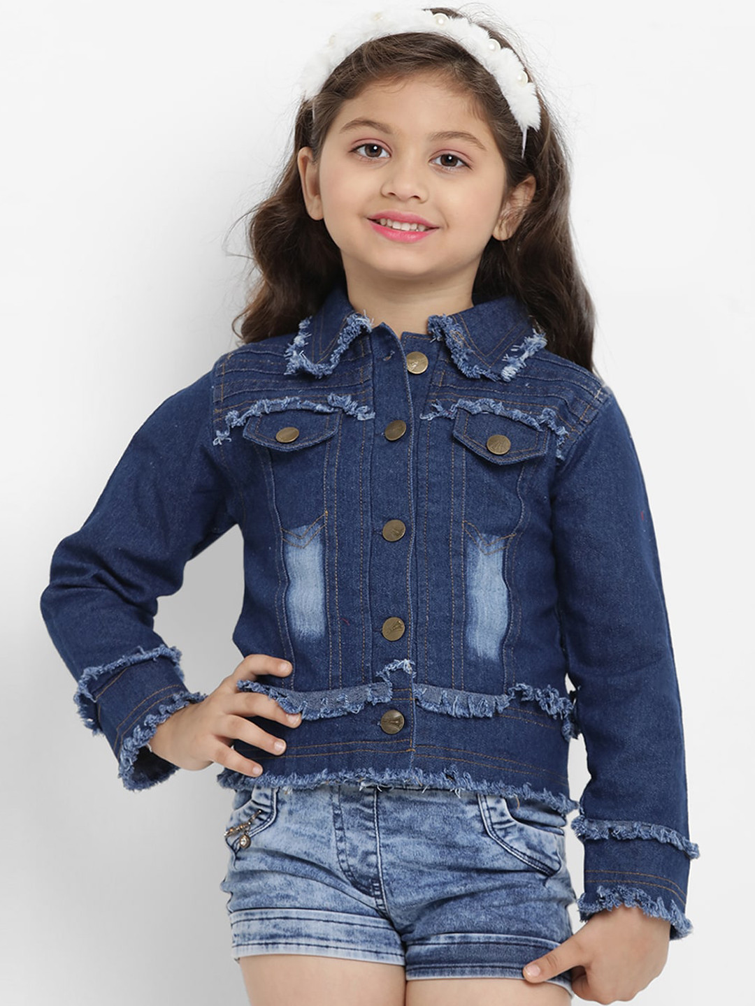 Buy Bitiya By Bhama Girls Blue Washed Lightweight Denim Jacket