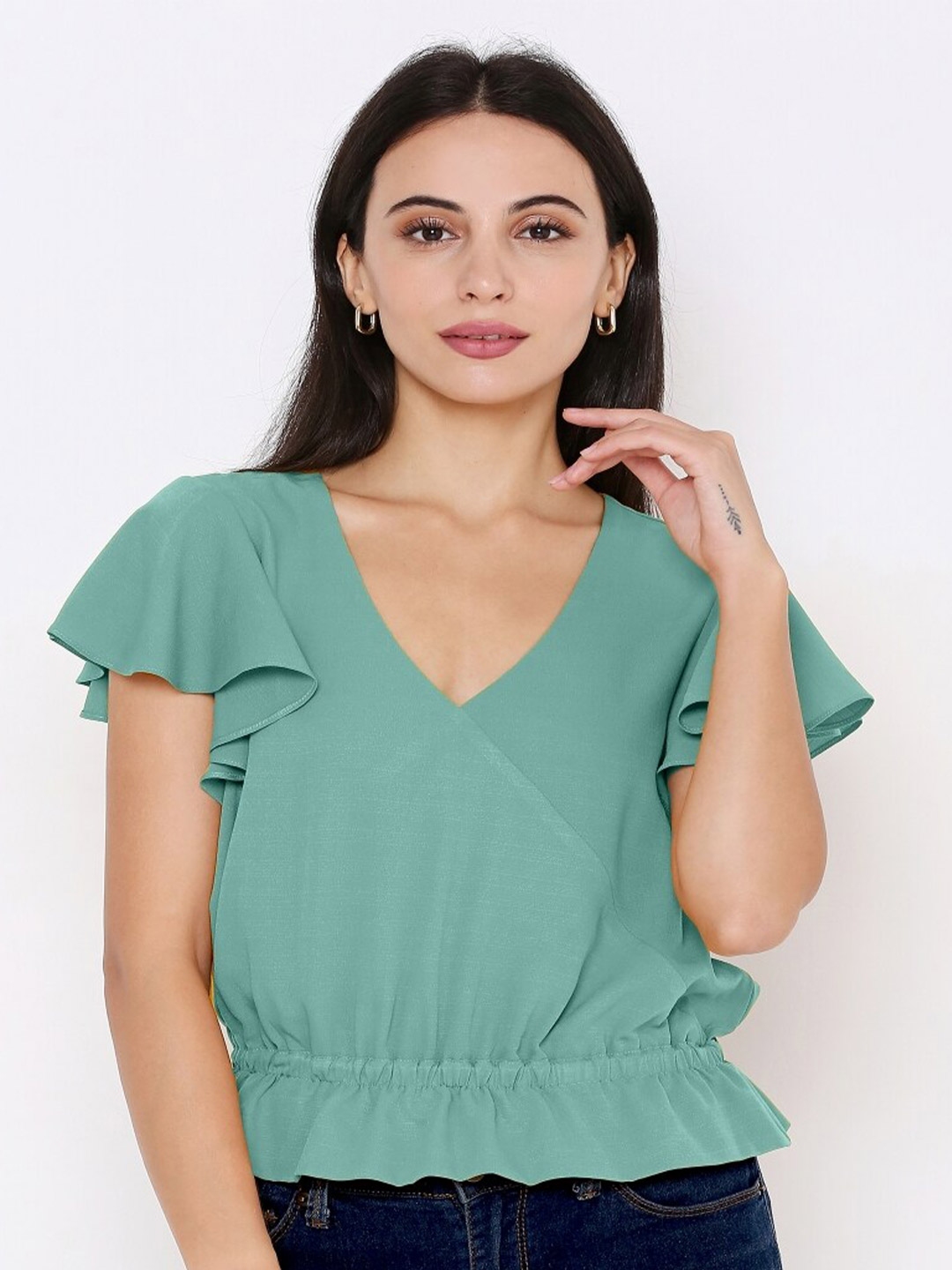 Buy Aturabi Women Green Wrap Top Tops for Women 19162220 Myntra