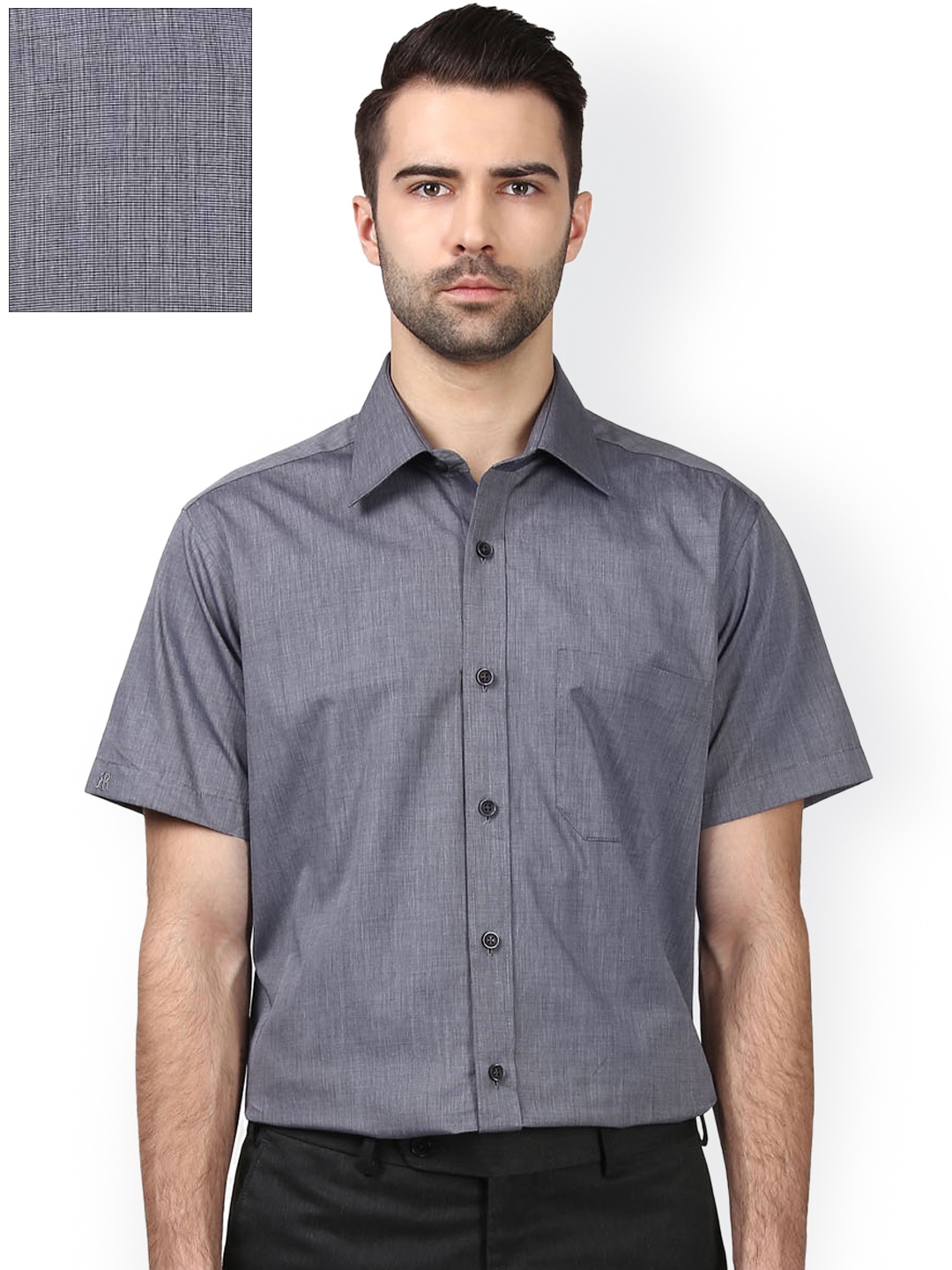 Buy Raymond Men Grey Premium Fit Solid Formal Shirt - Shirts for Men ...
