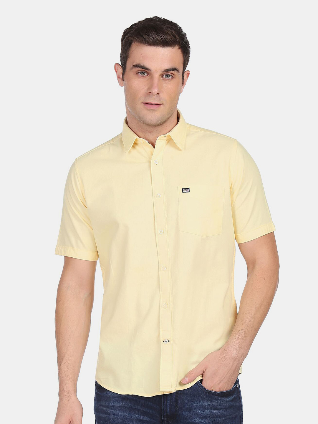 Buy Arrow Sport Men Yellow Solid Casual Shirt Shirts for Men 19163002