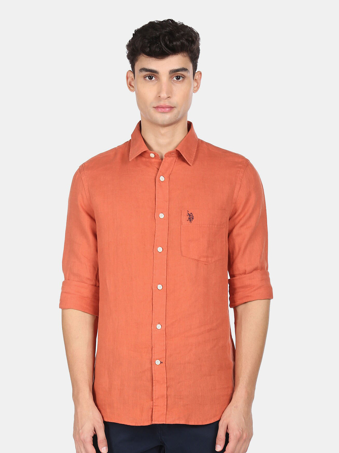 Buy U S Polo Assn Men Orange Casual Shirt Shirts for Men 19163084 Myntra