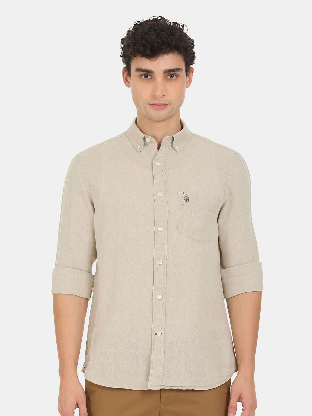 Buy U S Polo Assn Men Beige Solid Cotton Casual Shirt Shirts for Men 19163106 Myntra