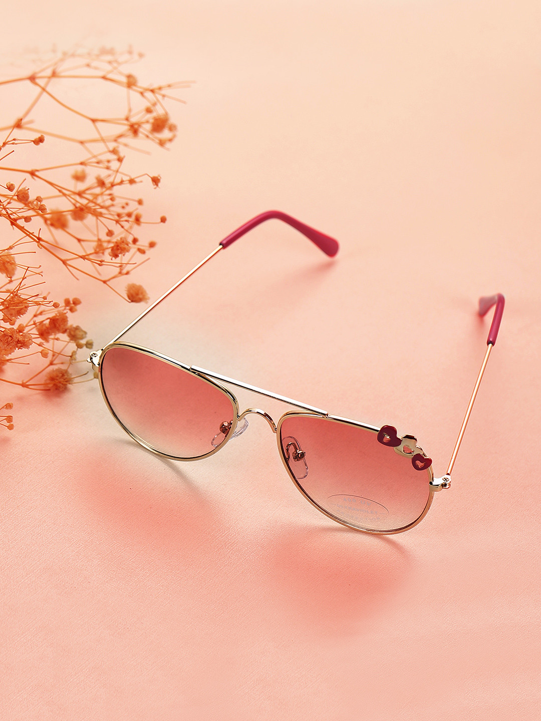 Buy Carlton London Girls Pink Lens & Gold Toned Aviator Sunglasses With