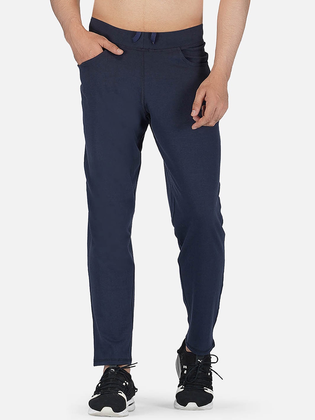 Buy IMPERATIVE Men Navy Blue Recycled Cotton Anti Odour Track Pant ...
