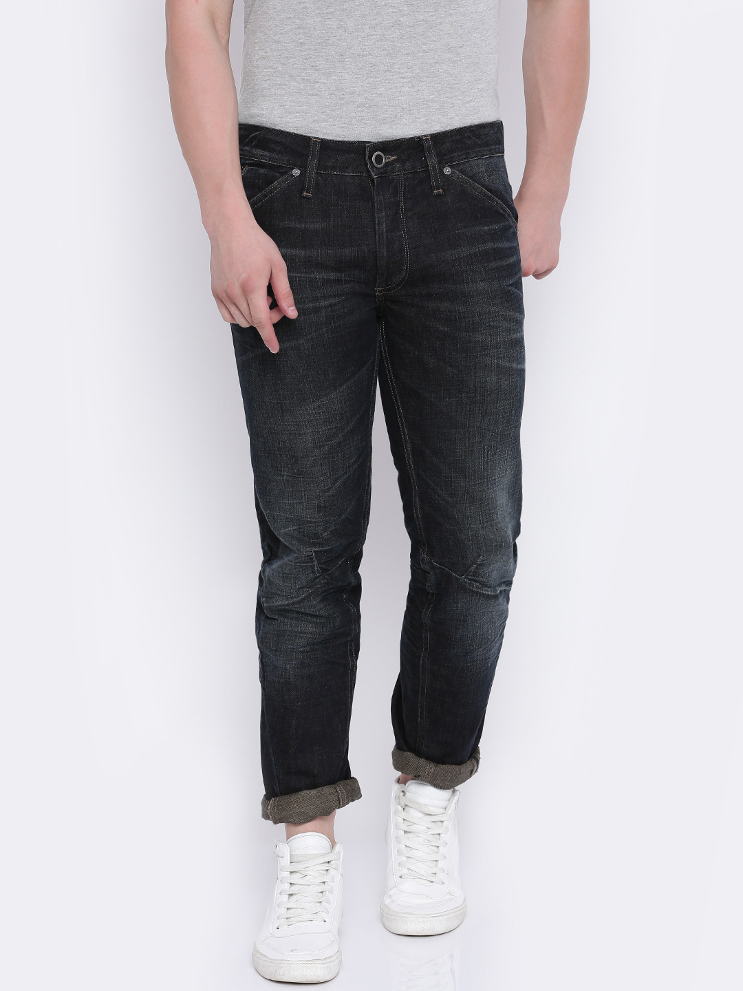 Buy Voi Jeans Men Blue Twisted Slim Fit Mid Rise Clean Look Jeans