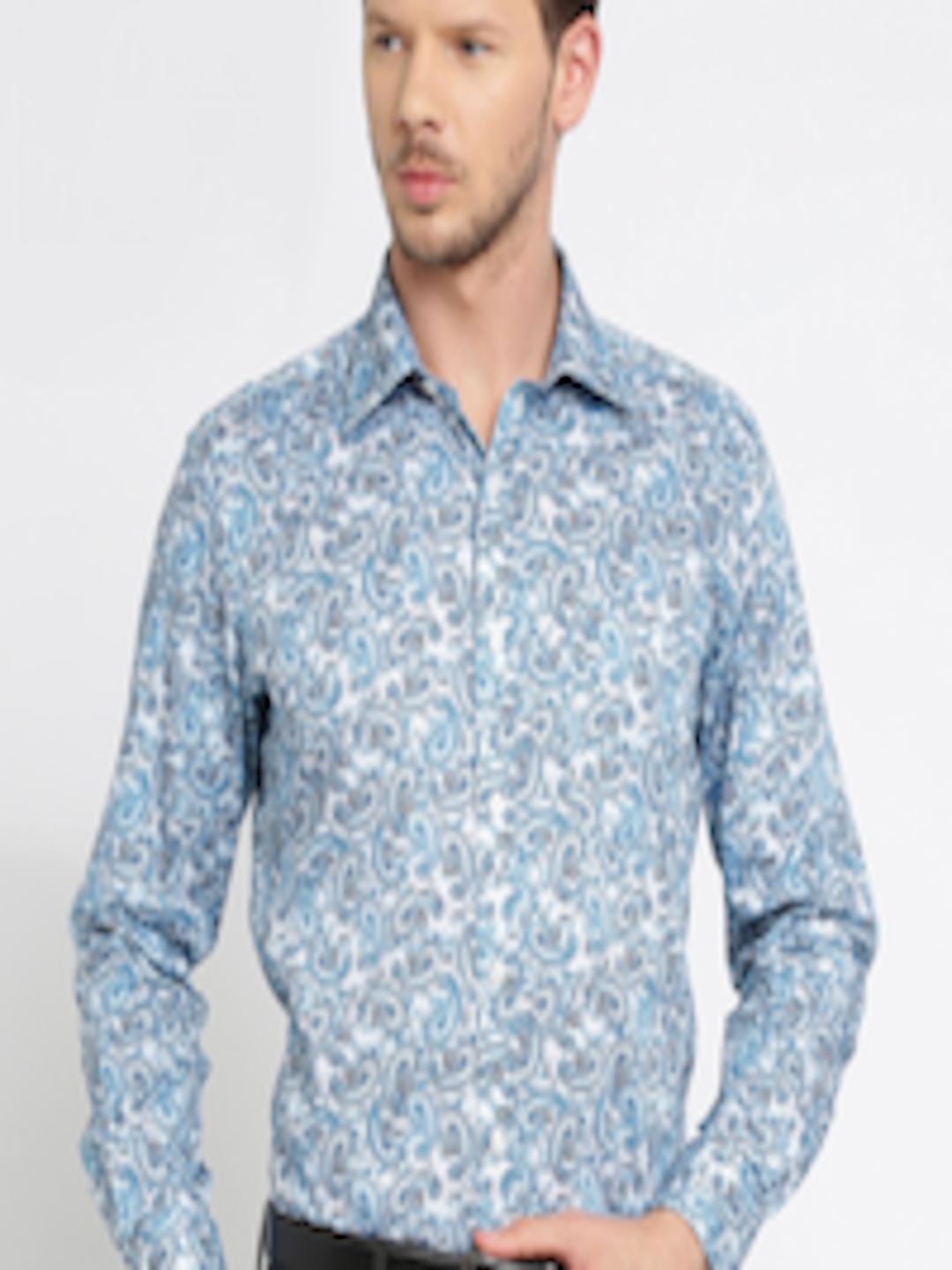 Buy Raymond Men Blue Contemporary Opaque Printed Casual Shirt - Shirts ...