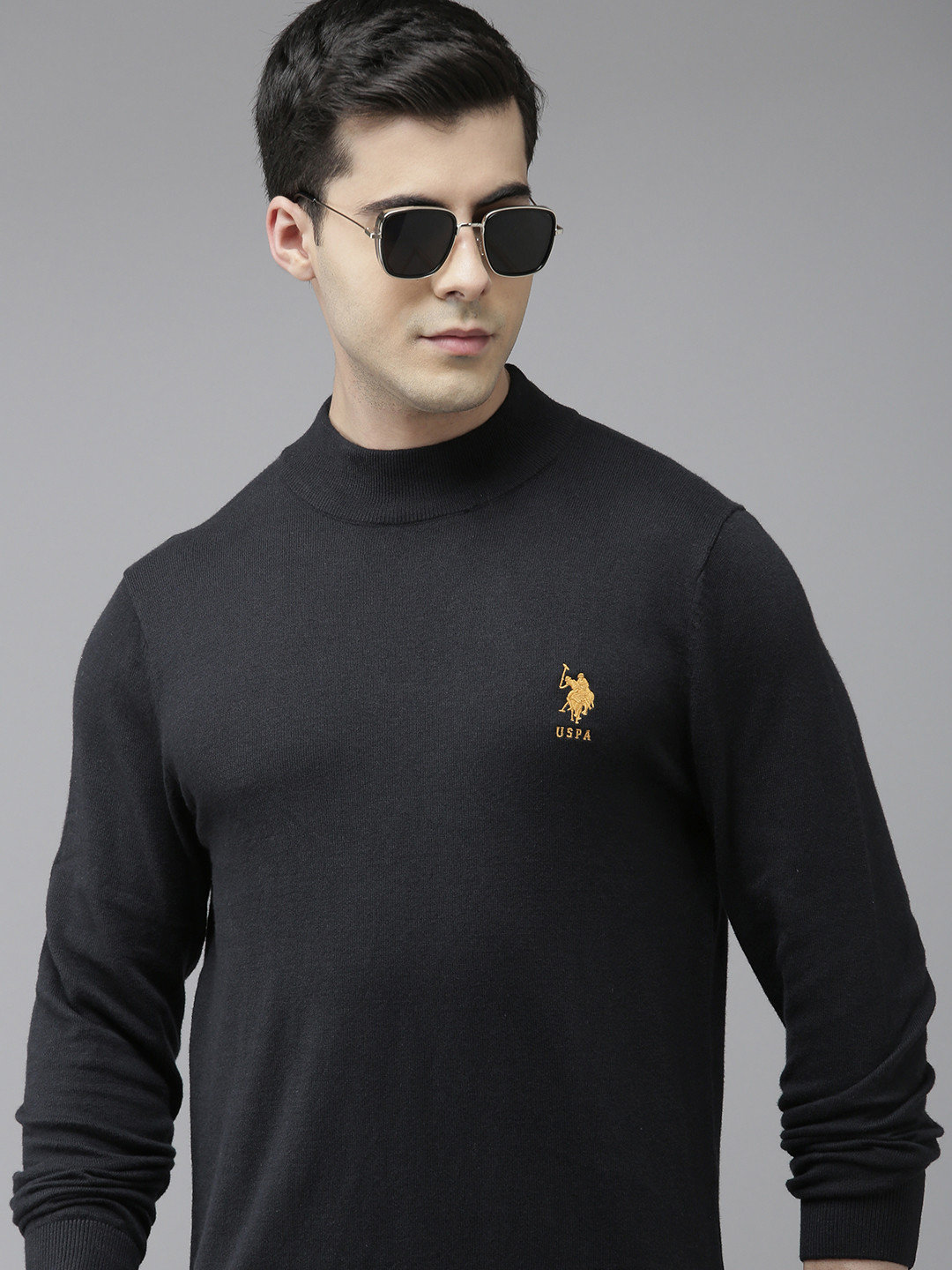 U.S. POLO ASSN. Black Cotton Men's Sweater