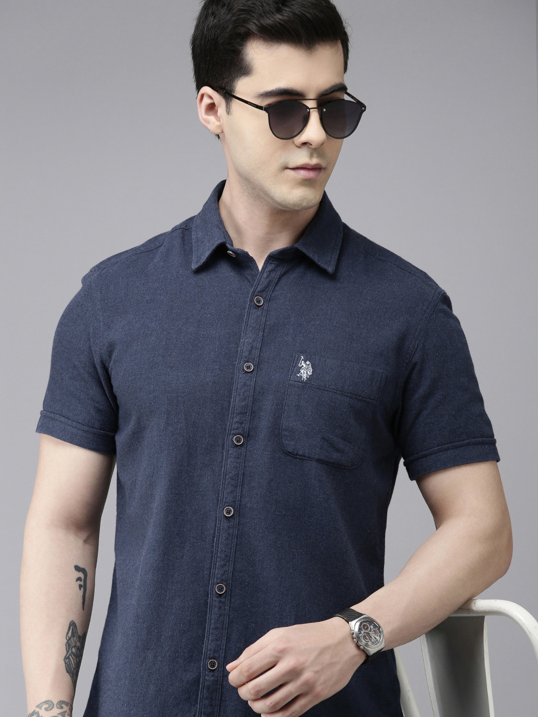 U.S. POLO ASSN. Blue Cotton Men's Shirt main image 0
