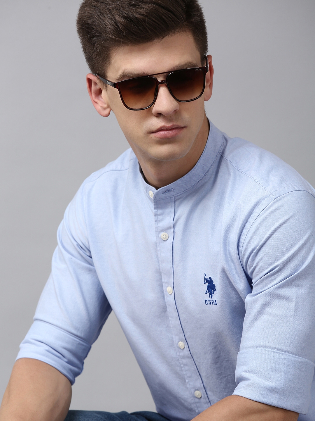 Buy U S Polo Assn Men Solid Tailored Fit Pure Cotton Casual Shirt buy-u-s-polo-assn-men-solid-tailored-fit-pure-cotton-casual-shirt