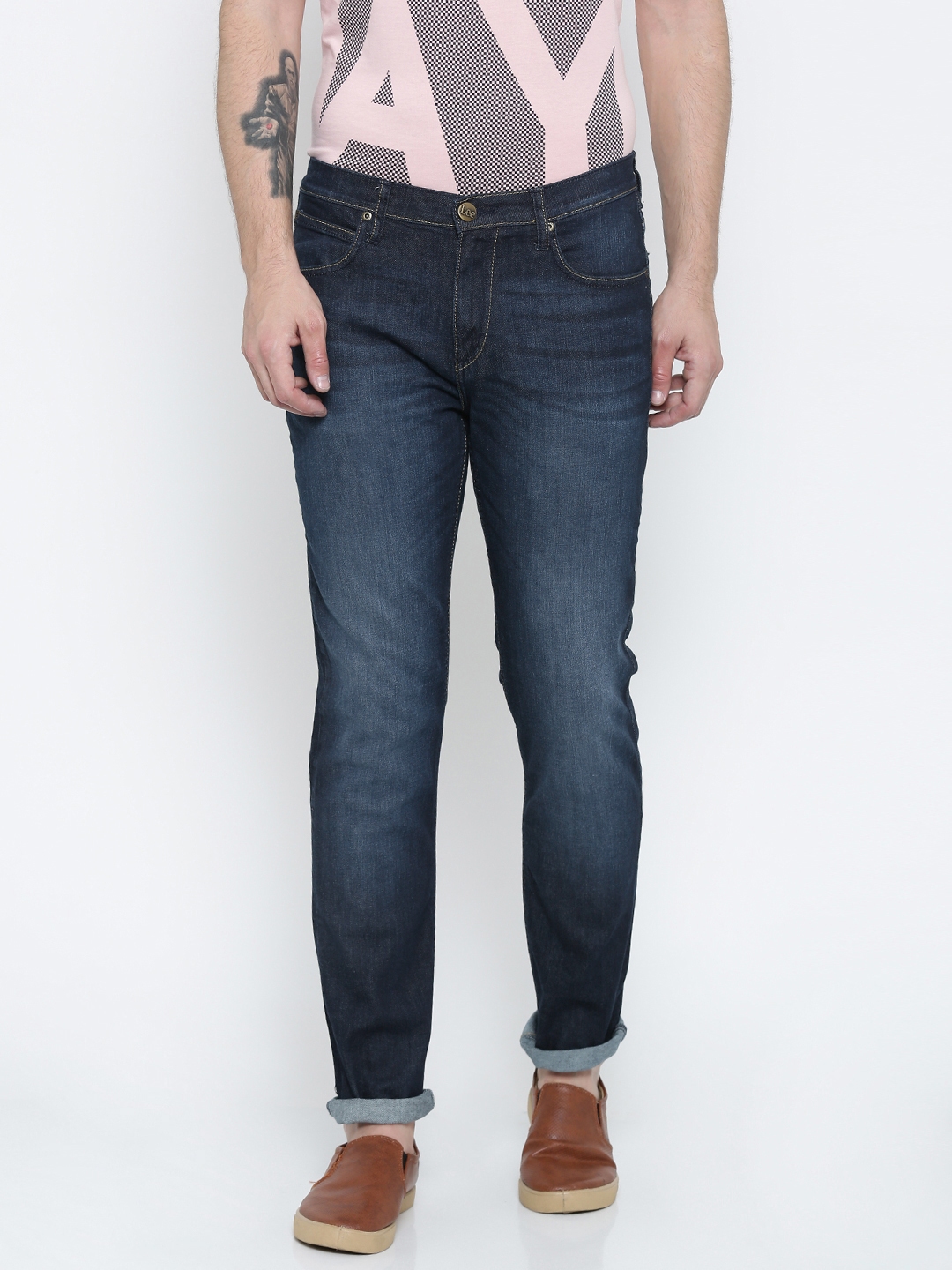 Buy Lee Men Blue Bruce Skinny Fit Low Rise Jeans - Jeans for Men ...