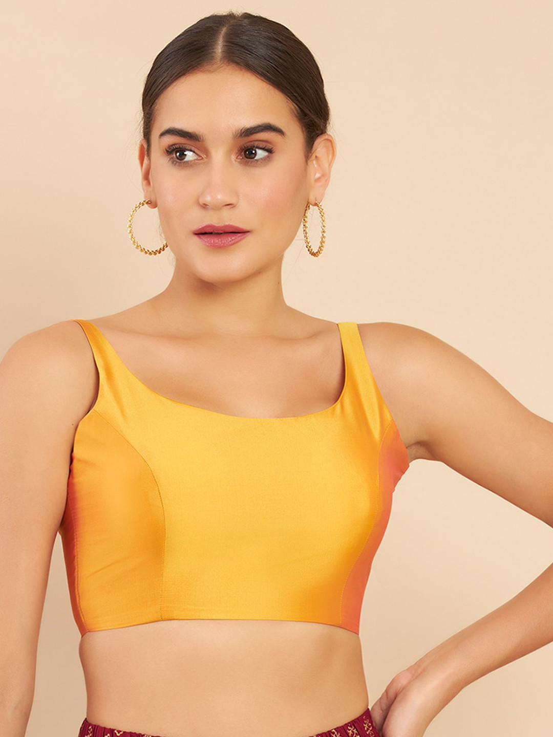 Buy Soch Women Mustard Yellow Solid Silk Saree Blouse Saree Blouse