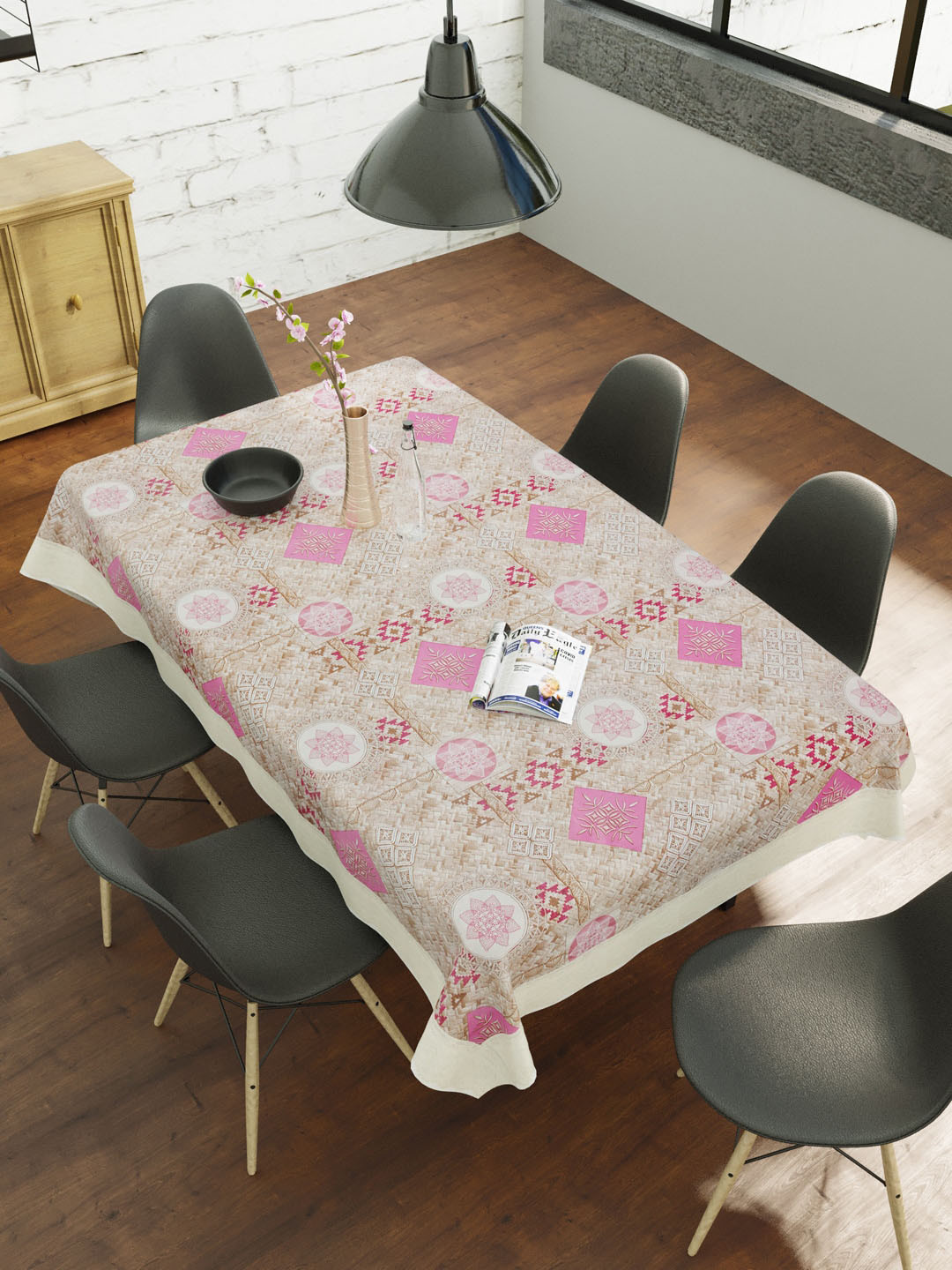 Buy Clasiko Pink & White Printed Table Covers Table Covers for Unisex