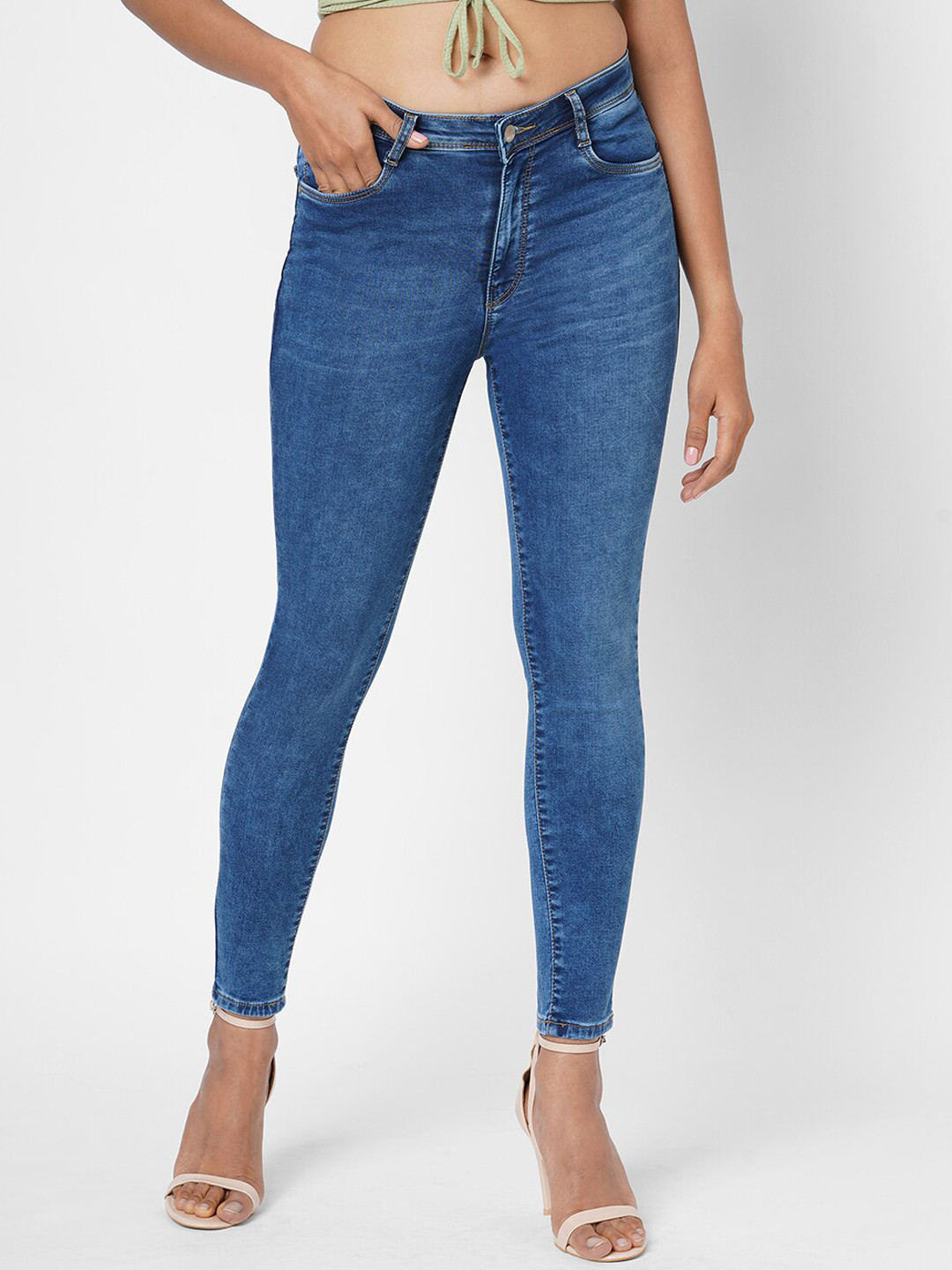 Buy Kraus Jeans Women Blue Skinny Fit High Rise Light Fade Stretchable