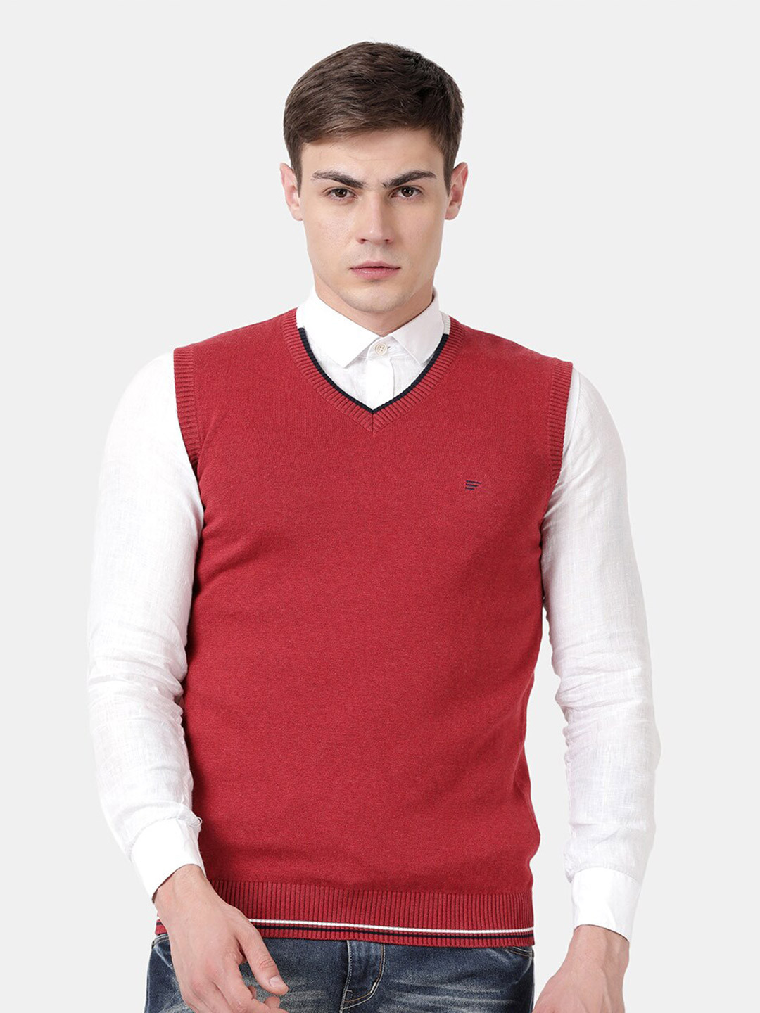 Buy T Base Men Red Half Sleeve Sweater Vest Sweaters for Men 19172136