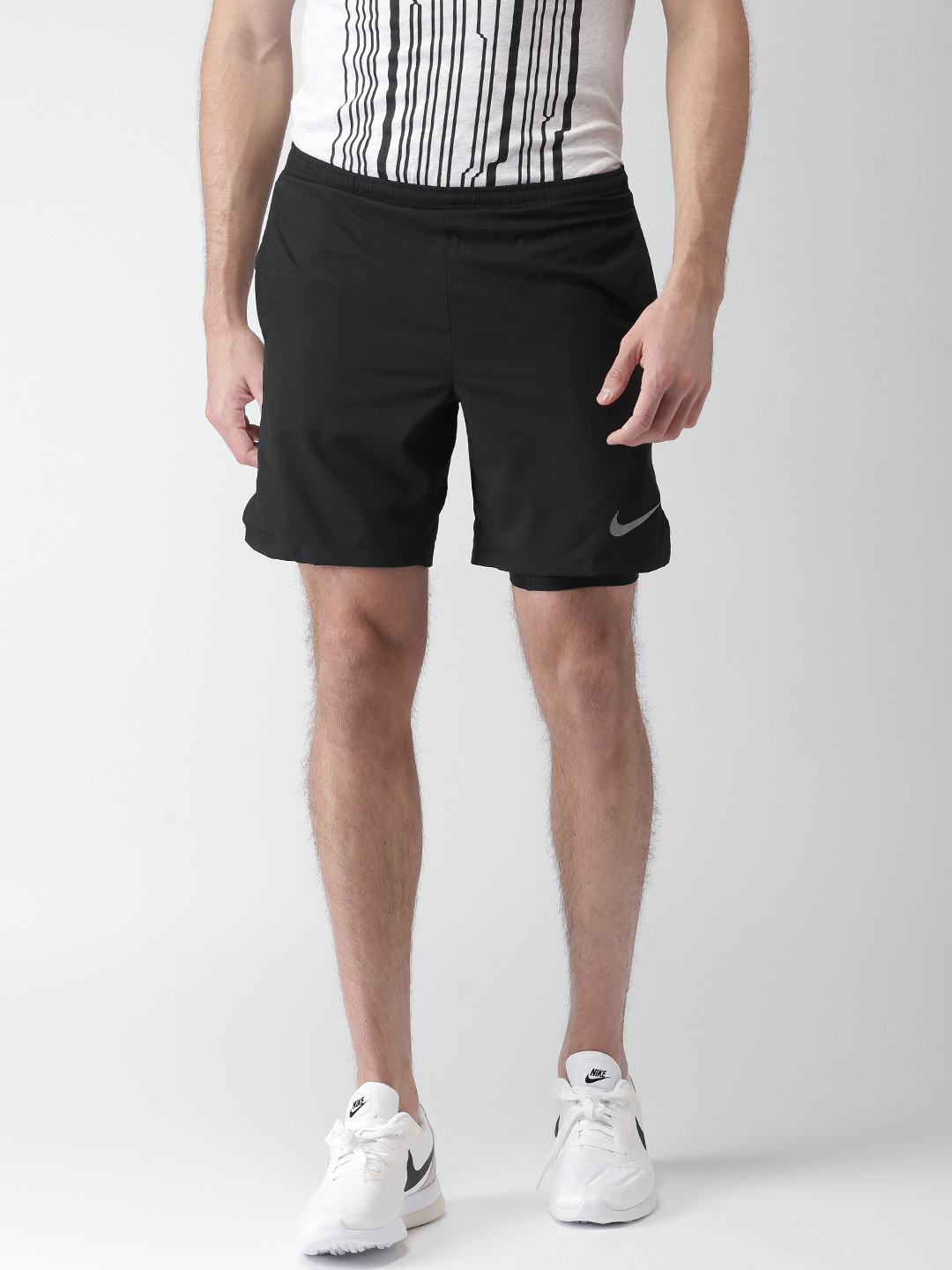 Buy Nike Men Black AS FLX CHLLGR 2IN1 Solid Regular Fit Sports Shorts