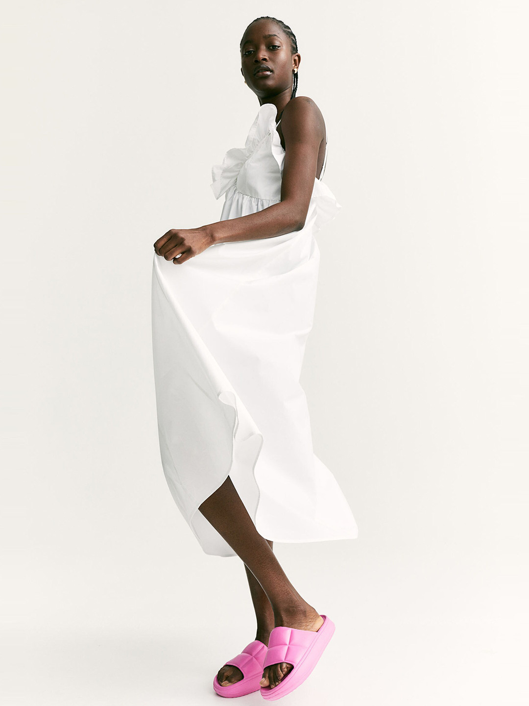 Buy H&M White Flounce Trimmed Dress Dresses for Women 19174956 Myntra