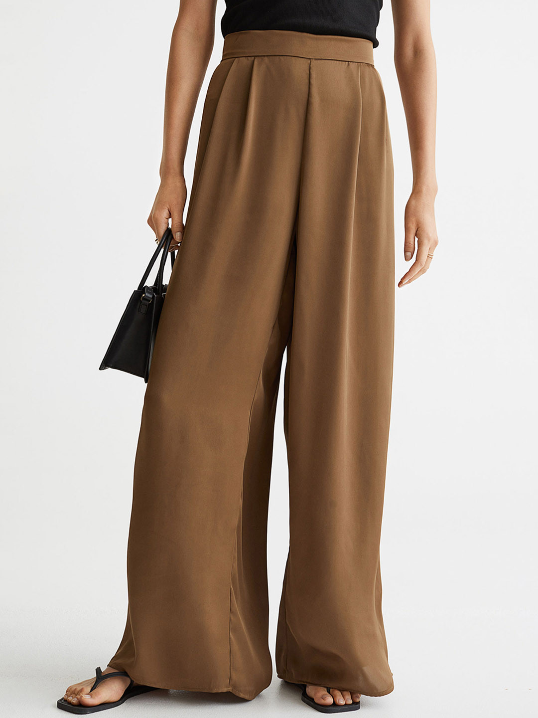 Buy H&M Women Beige Wide Trousers Trousers for Women 19175090 Myntra