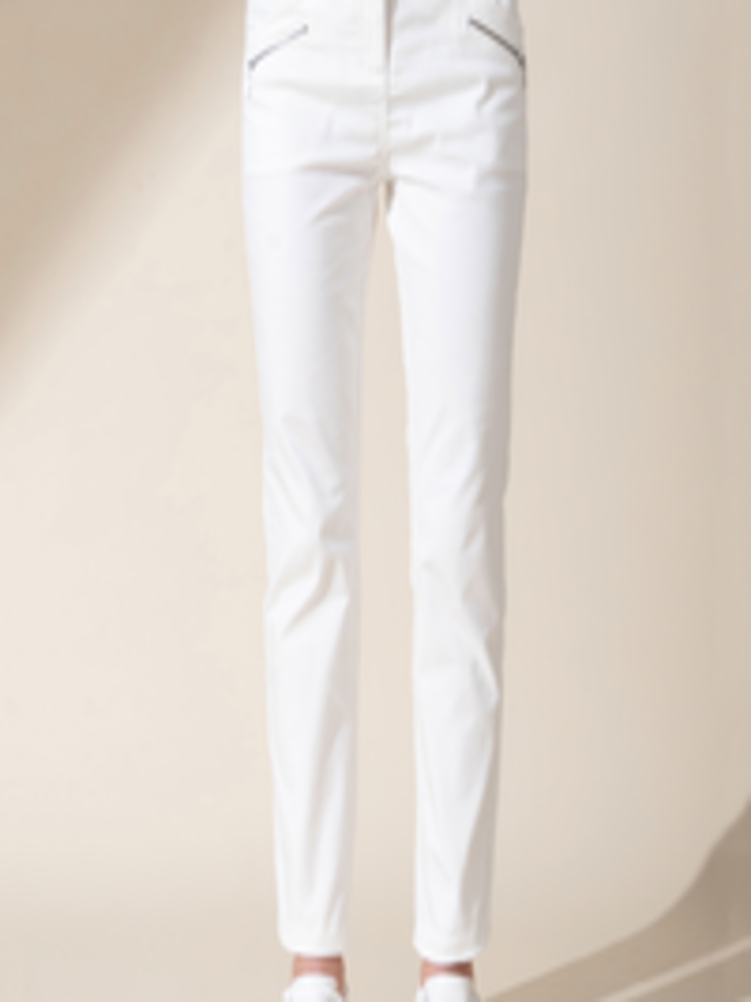 Buy B.Copenhagen Women White Slim Fit High Rise Trousers - Trousers for ...