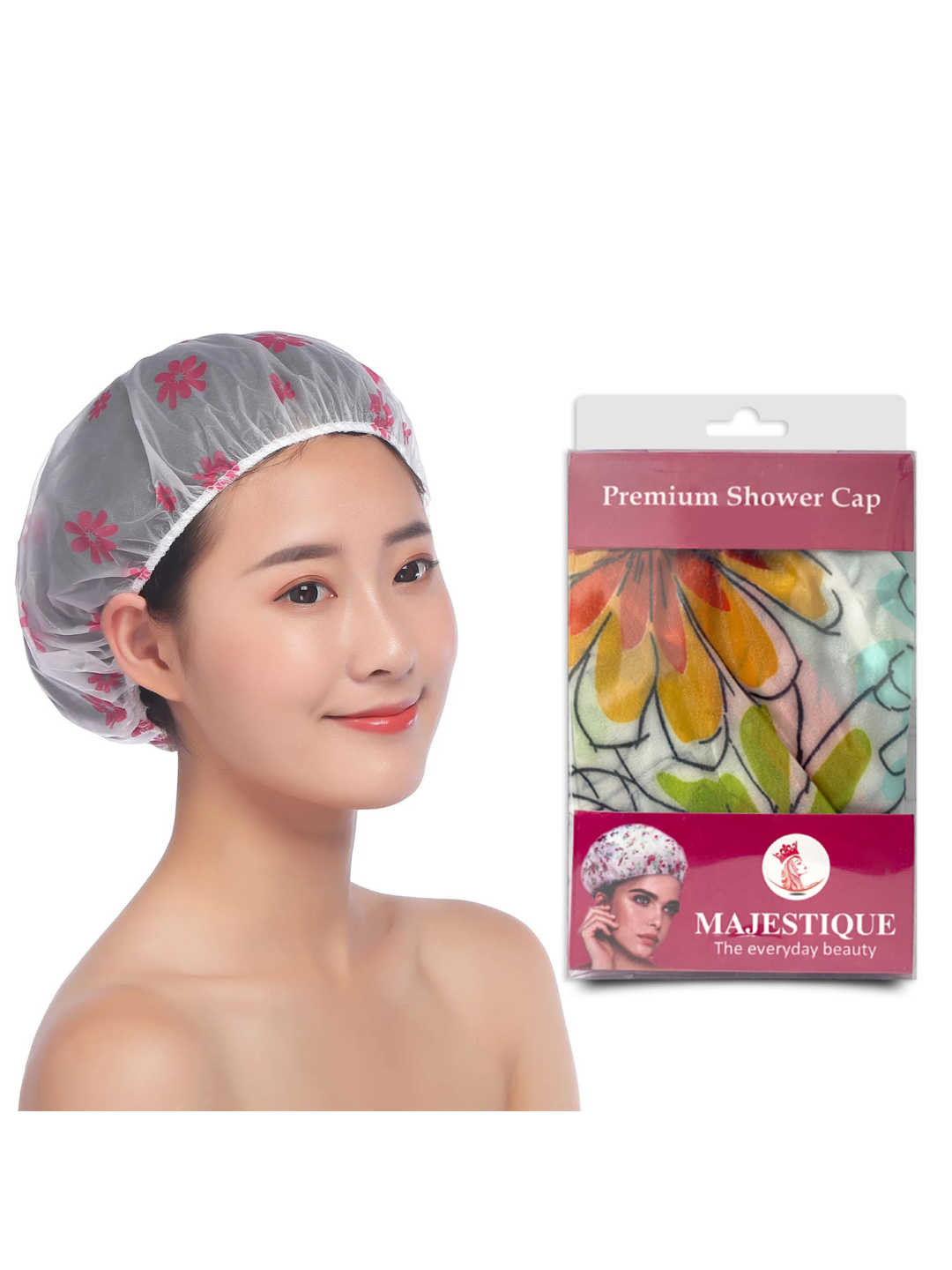 Buy MAJESTIQUE Set Of 3 Waterproof Shower Cap Ideal For All Hair Lengths Shower Caps And