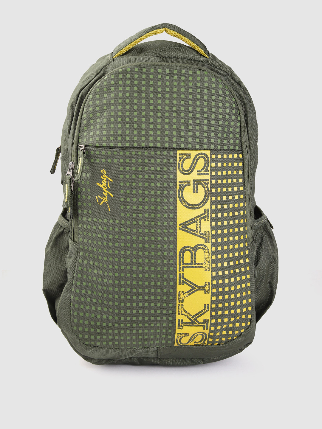 Buy Skybags Unisex Green & Yellow Brand Logo Print Backpack Backpacks