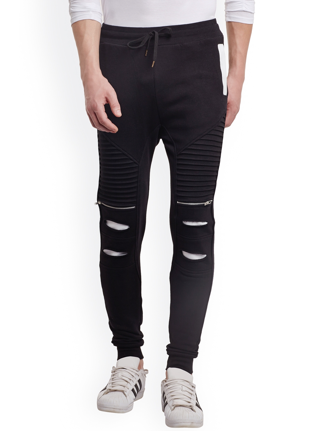 fugazee solid men's black track pants