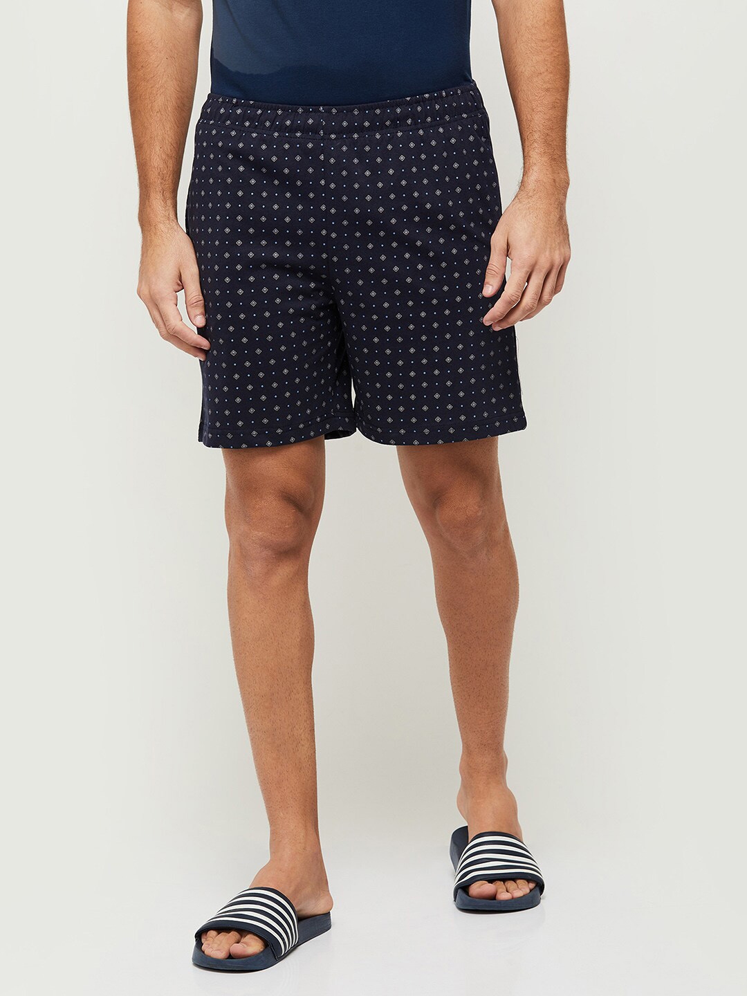Buy Max Men Blue & White Printed Lounge Shorts - Lounge Shorts for Men ...