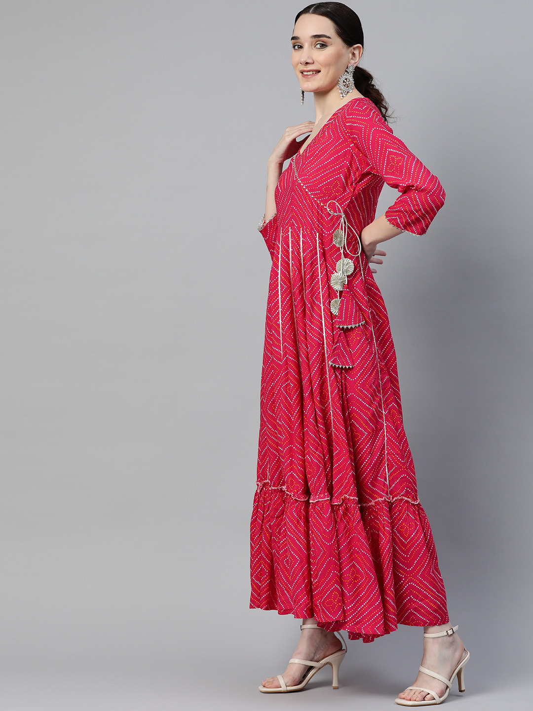 Buy Mokshi Pink Bandhani Ethnic Maxi Dress Ethnic Dresses for Women 19189440 Myntra