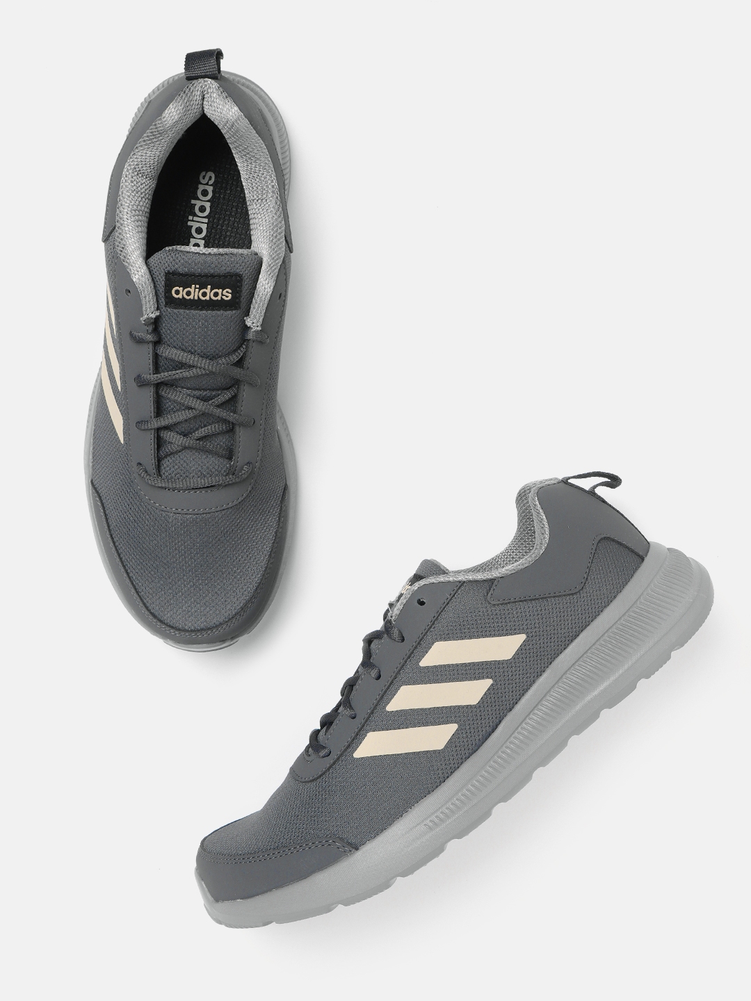 Buy ADIDAS Men Grey & Beige Woven Design GlideEase Running Shoes ...