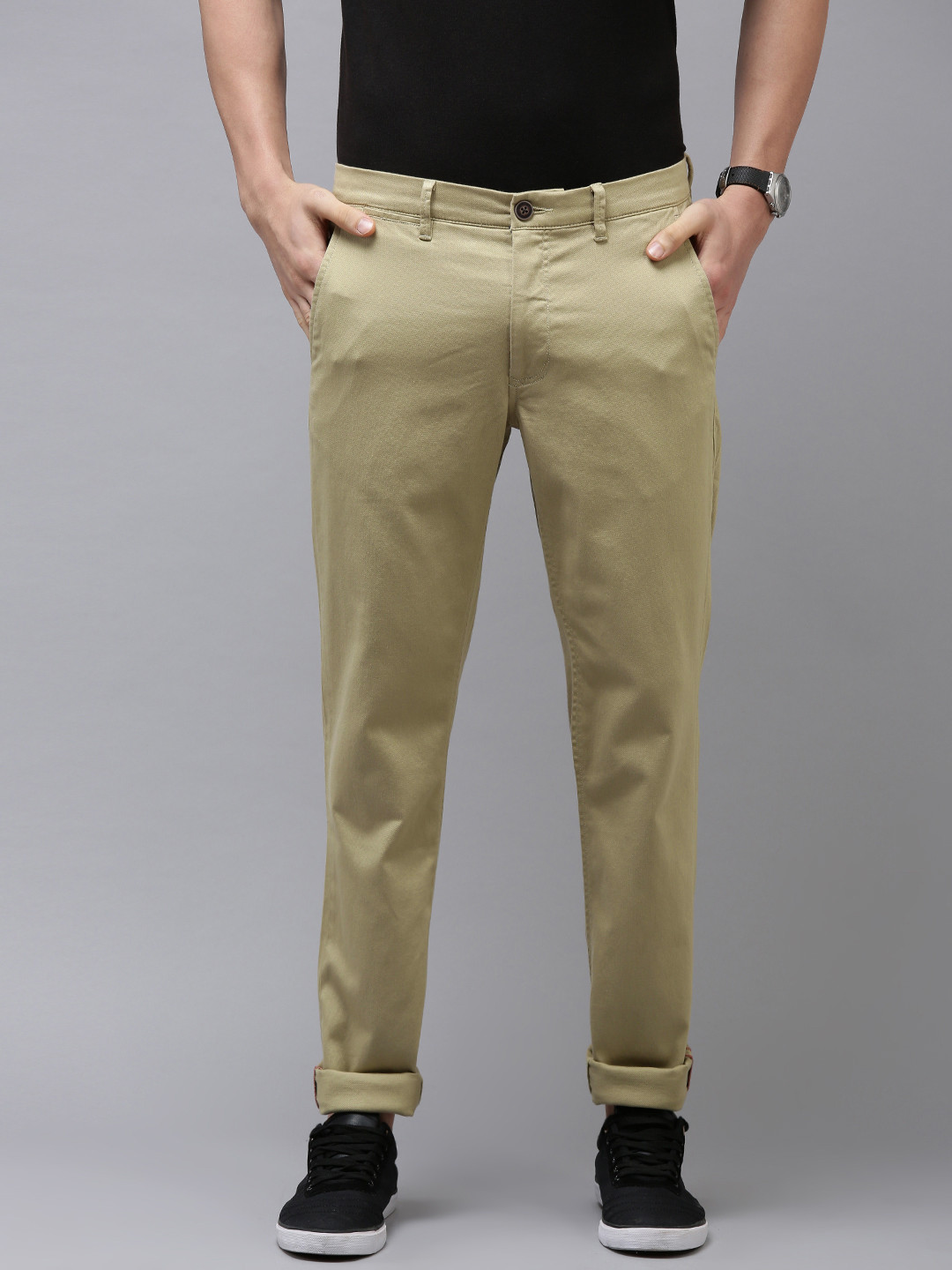 Buy Van Heusen Sport Men Khaki Slim Fit Trousers Trousers for Men
