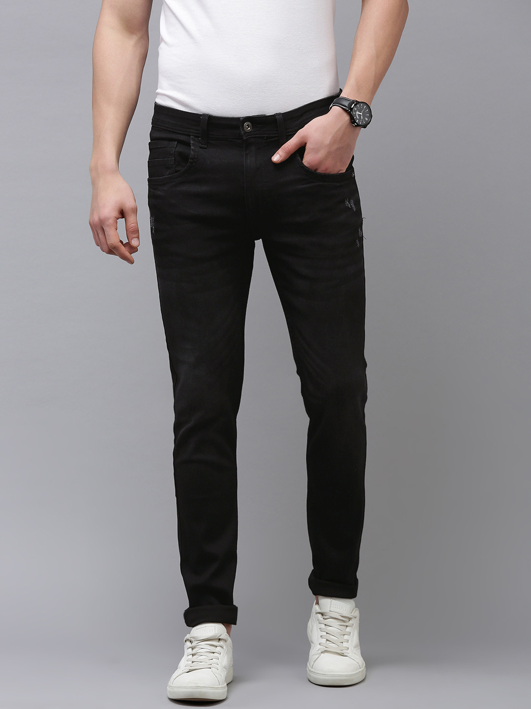 Buy VAN HEUSEN DENIM LABS Men Black Skinny Fit Stretchable Jeans