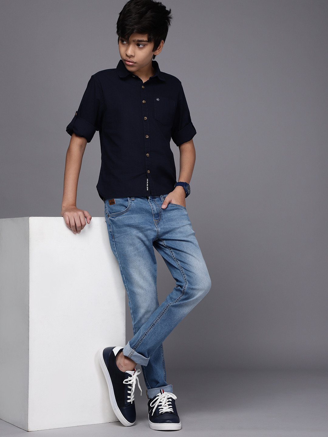 Boys Light Blue Washed Lycra Jeans