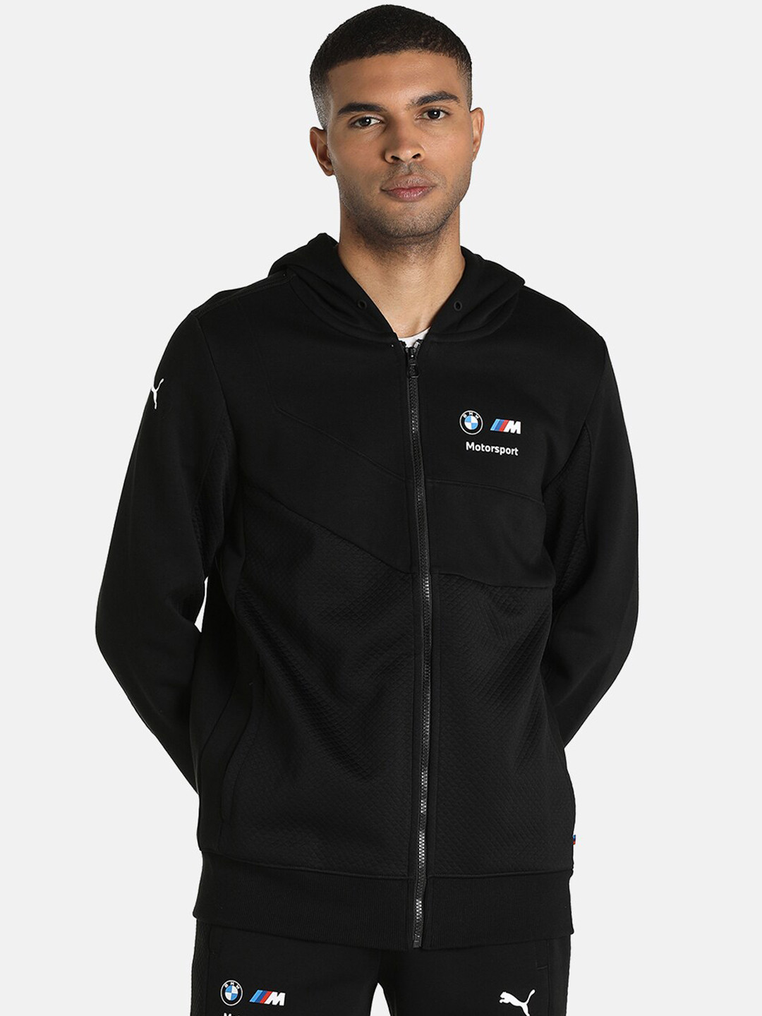 Buy PUMA Motorsport Men Black BMW Hooded Regular Fit Motorsport Jacket ...