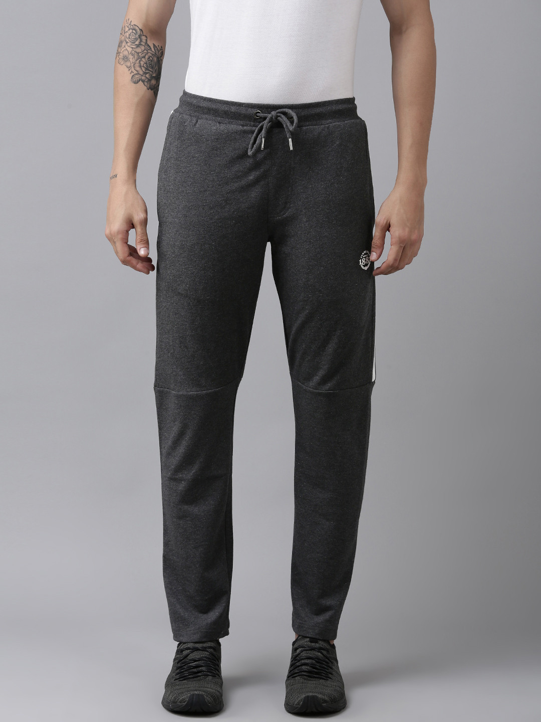 Buy Van Heusen Sport Men Charcoal Grey Solid Pure Cotton Track Pant Track Pants for Men