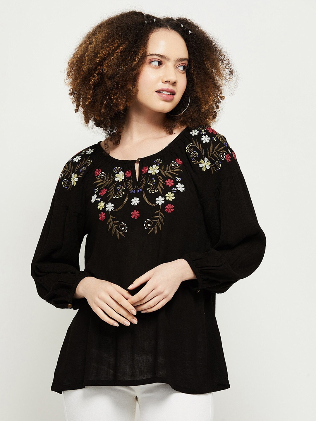 Buy Max Black Floral Top - Tops for Women 19195554 | Myntra