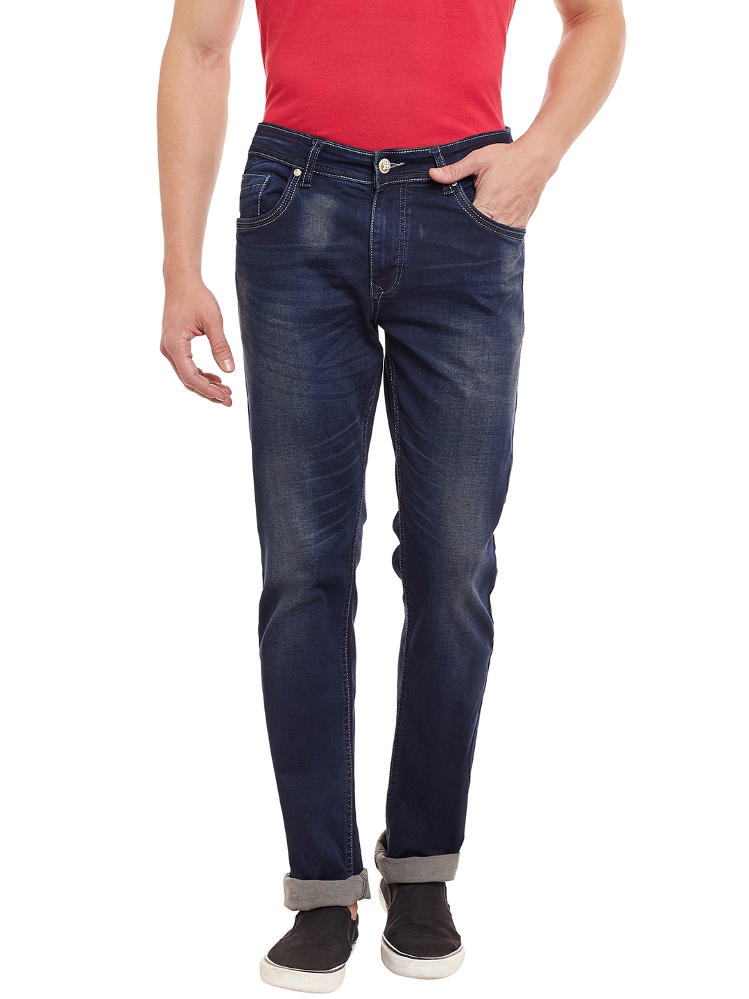 Buy Duke Men Navy Blue Slim Fit Mid Rise Clean Look Jeans - Jeans for ...