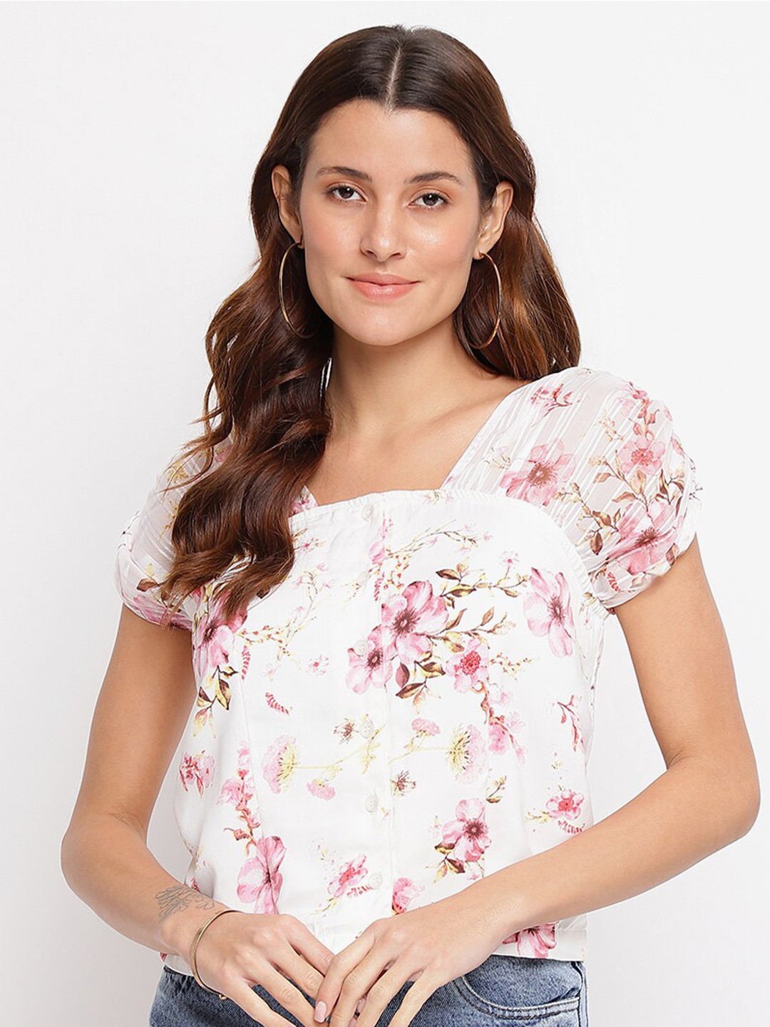 Buy Latin Quarters Women Pink Floral Print Top Tops for Women