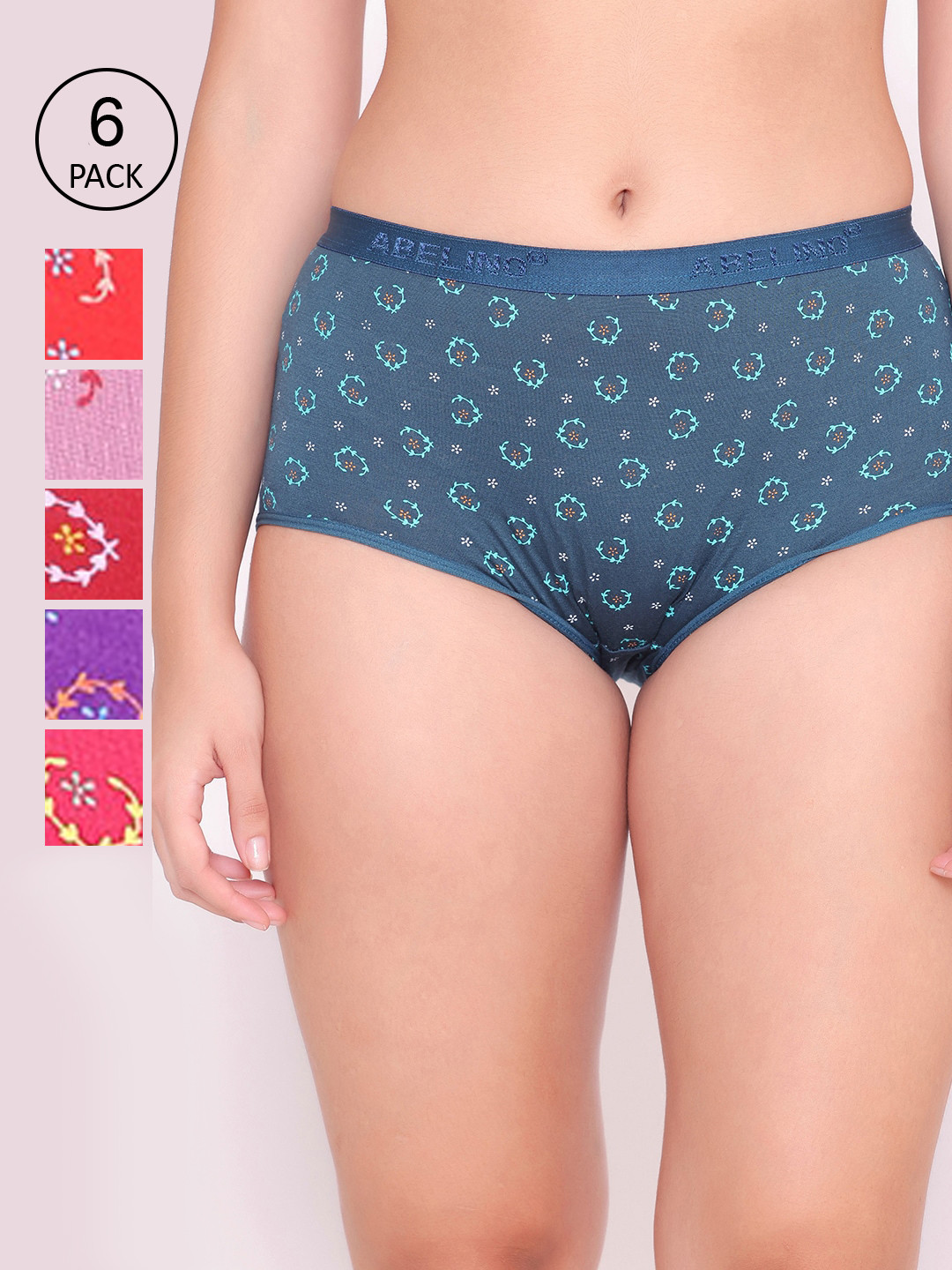 Buy ABELINO Women Pack Of 6 Printed Pure Cotton Boy Short Briefs
