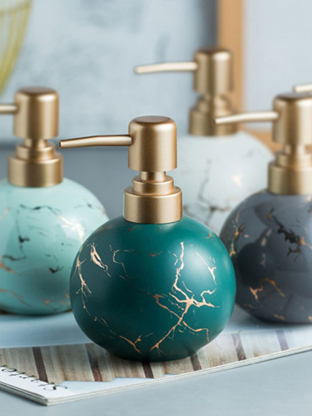 Buy Nestasia Green Printed Ceramic Lotion Dispenser Bathroom